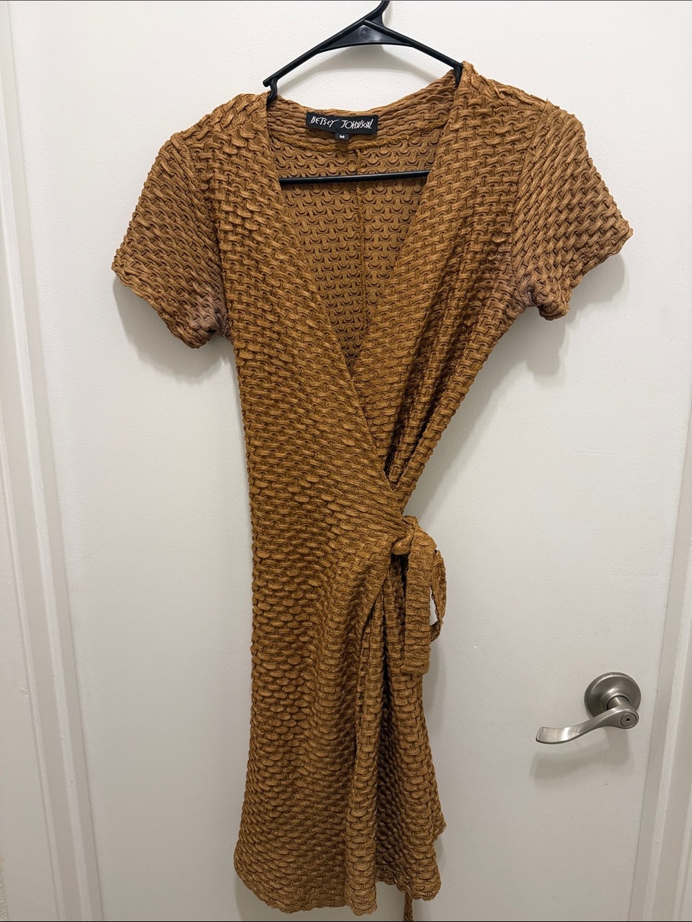 Vintage 90s Betsey Johnson Textured Wrap Dress Brown